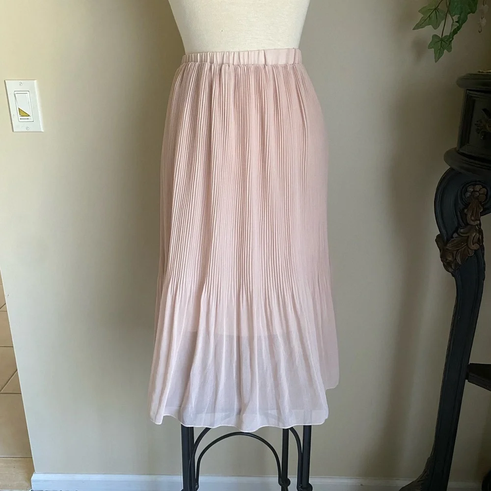 Pleated mauve Pink Midi Skirt large